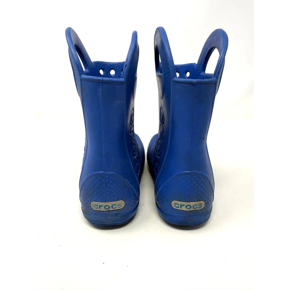 Crocs Kids Handle It Rain Boots Blue Waterproof Pull On Shoes C10 Size 10